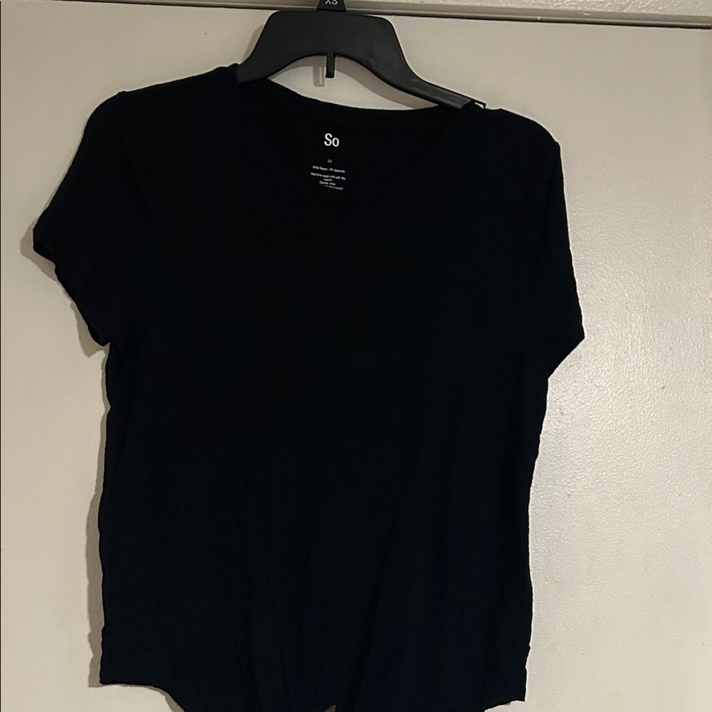 SO Black Tie-Front T-Shirt